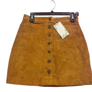 Chelsea & Violet Corduroy Button-Front Skirt in Brown